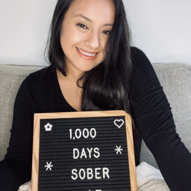 A woman in her 30s who made it to 1000 days sober