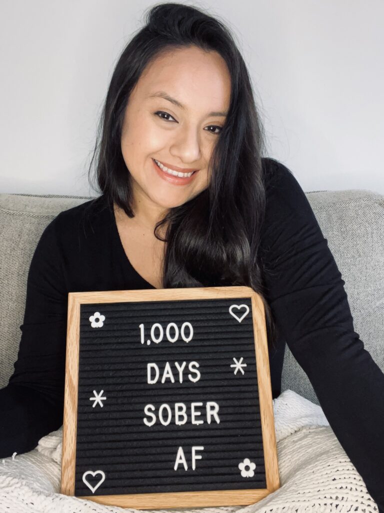 A woman in her 30s who made it to 1000 days sober